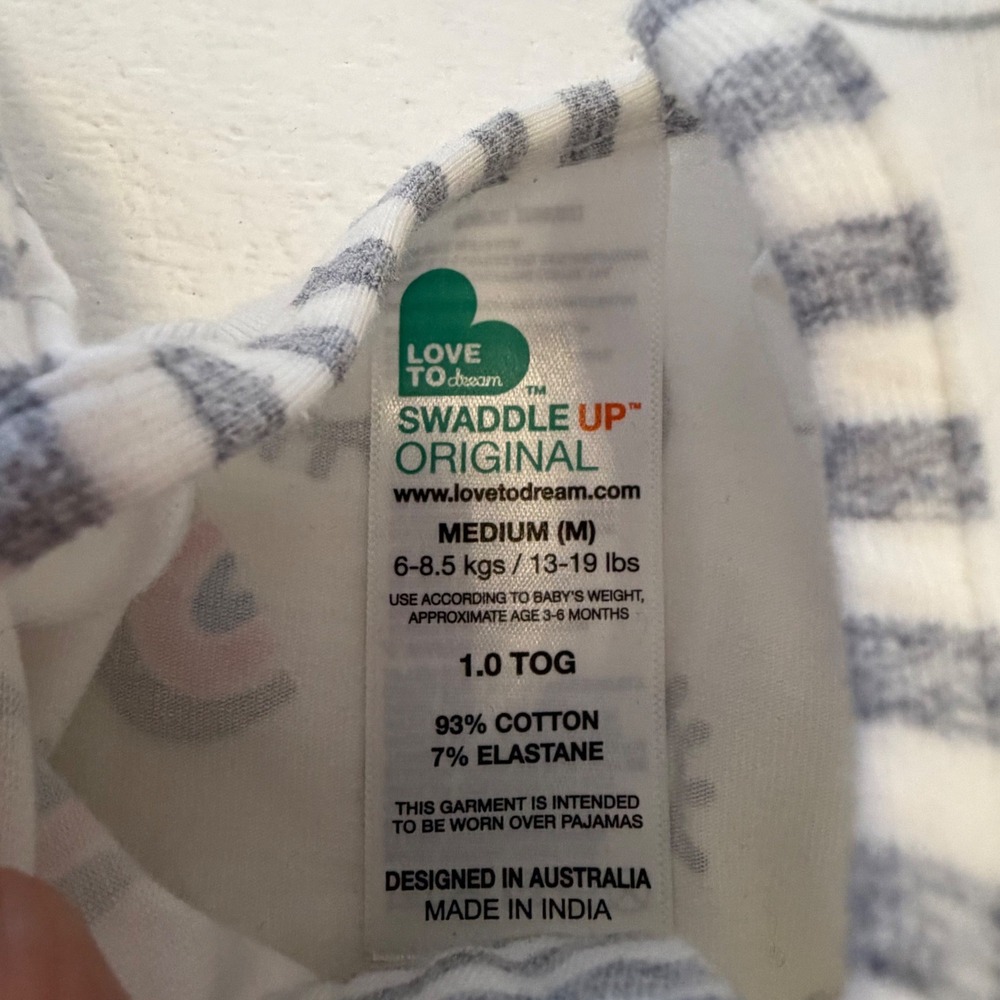 Love To Dream Swaddle Up Original Medium 1.0 TOG Rainbow Sun Print Sleep Sack - Picture 4 of 6